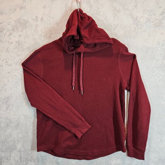 American Eagle Womens Burgundy Waffle Knit Hoodie Pullover Top Size L - Picture 1 of 7